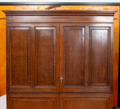 Antique Oak Wardrobe Arts & Crafts Victorian 19th Century Country