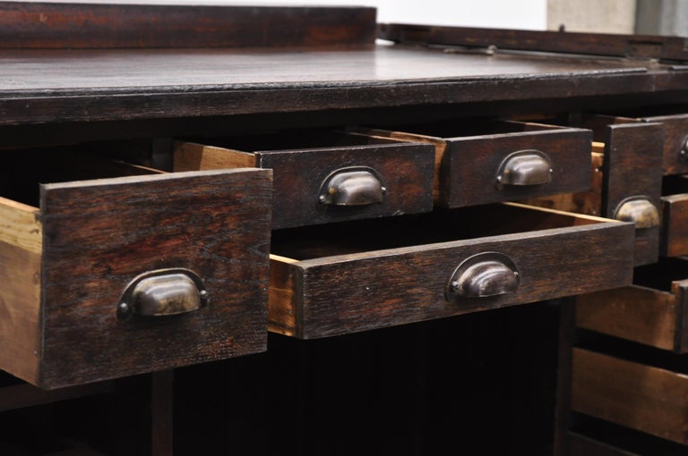 Antique Oak Watchmakers Jewelers Work Bench With Roll Top Desk At