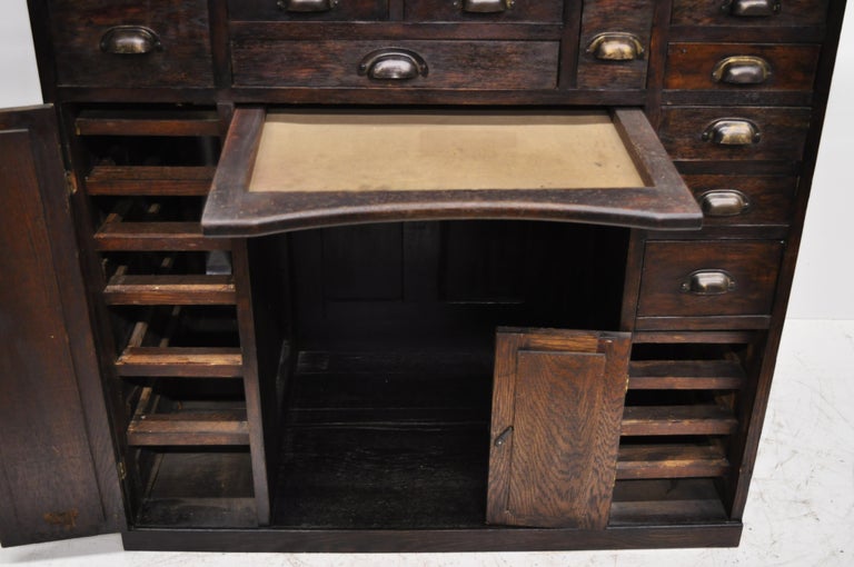 Antique Oak Watchmakers Jewelers Work Bench with Roll Top Desk at 1stDibs