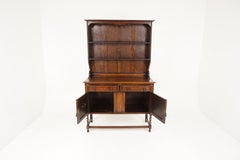 Antique Oak Welsh Dresser, Barley Twist Sideboard, Buffet, Scotland 1920, B2190