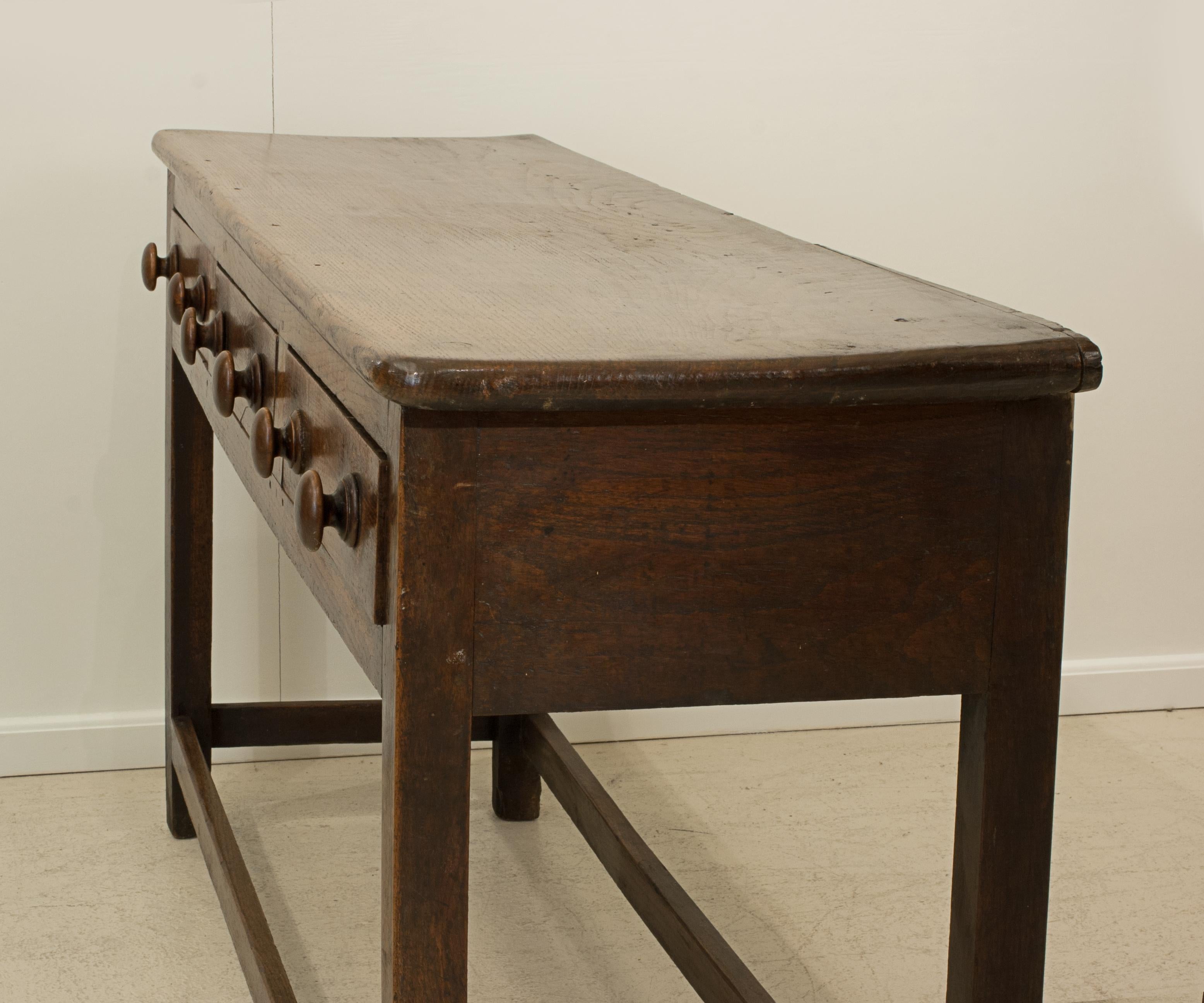 Antique Oak Welsh Dresser Base with Three Drawers For Sale at 1stDibs