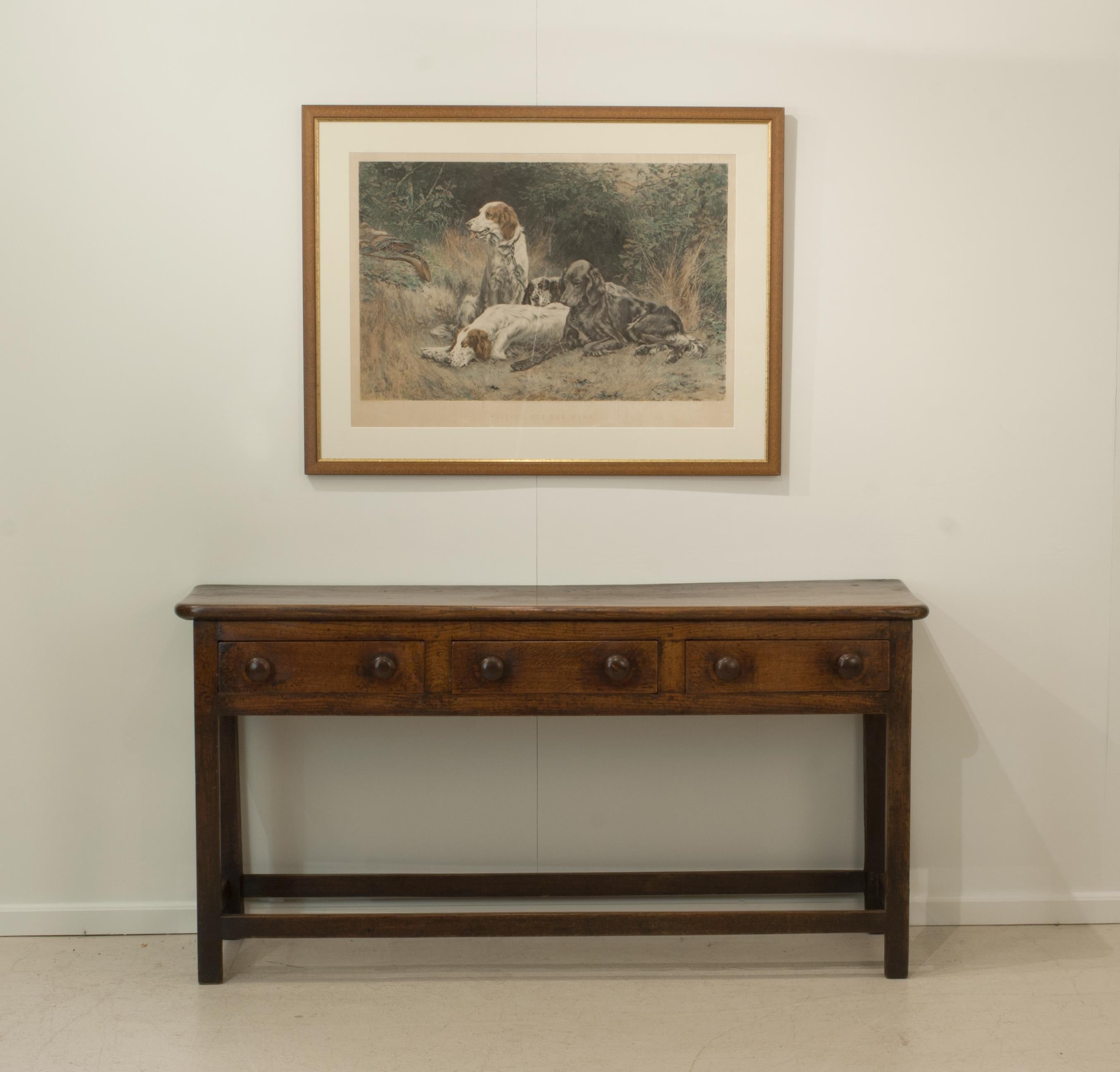 Antique Oak Welsh Dresser Base with Three Drawers For Sale at 1stDibs