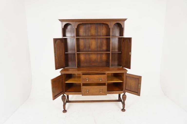 Oak Welsh Dresser Buffet and Hutch, Antique Furniture, Scotland, 1910