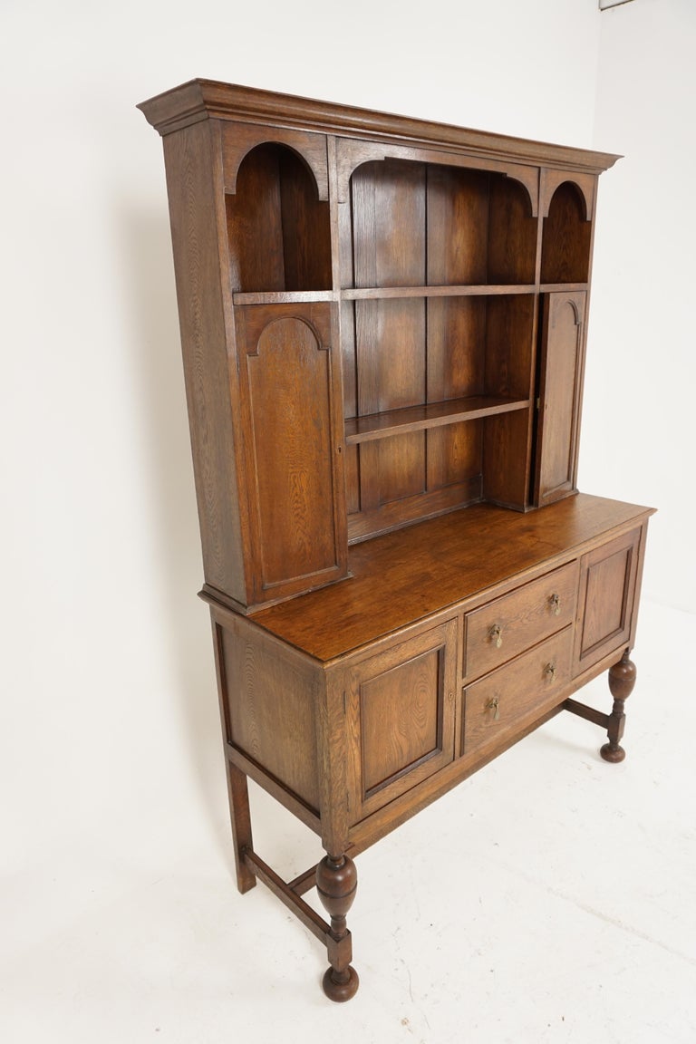 Oak Welsh Dresser Buffet and Hutch, Antique Furniture, Scotland, 1910