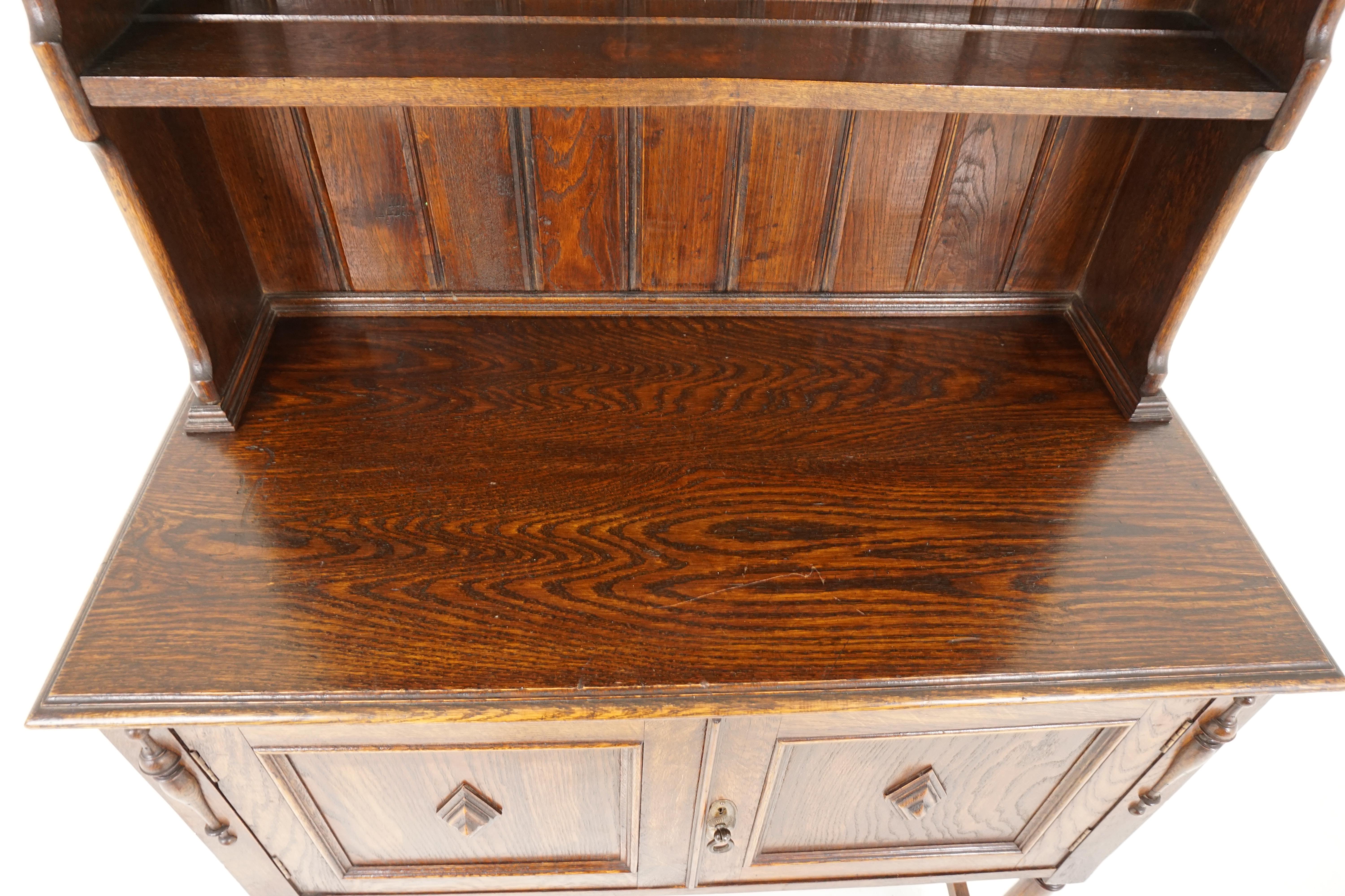 Antique Oak Welsh Dresser, Buffet Sideboard, Scotland, 1920, B2387 In Good Condition In Vancouver, BC