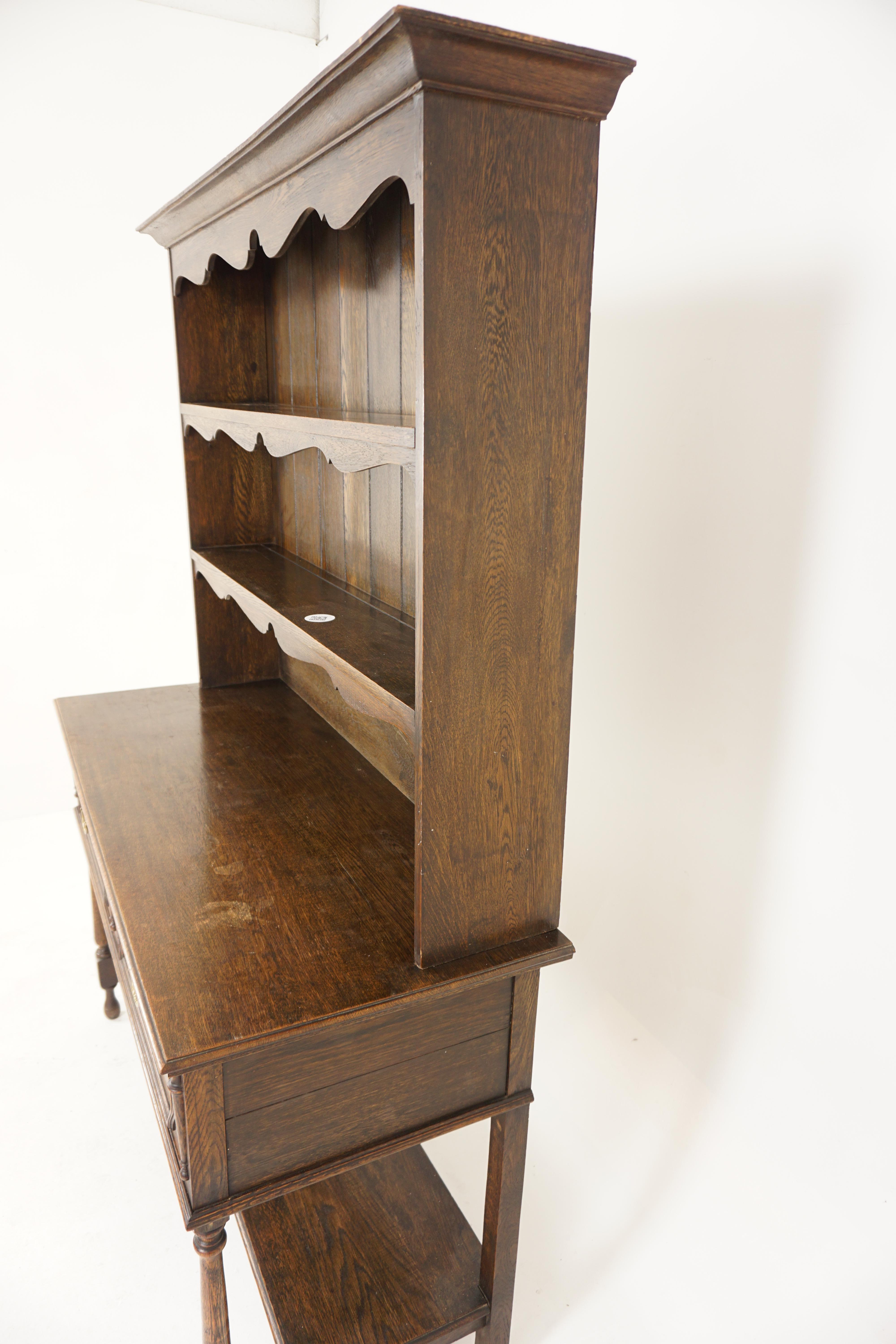 Antique Oak Welsh Dresser, Sideboard, Buffet and Hutch, Scotland 1910, H799 3