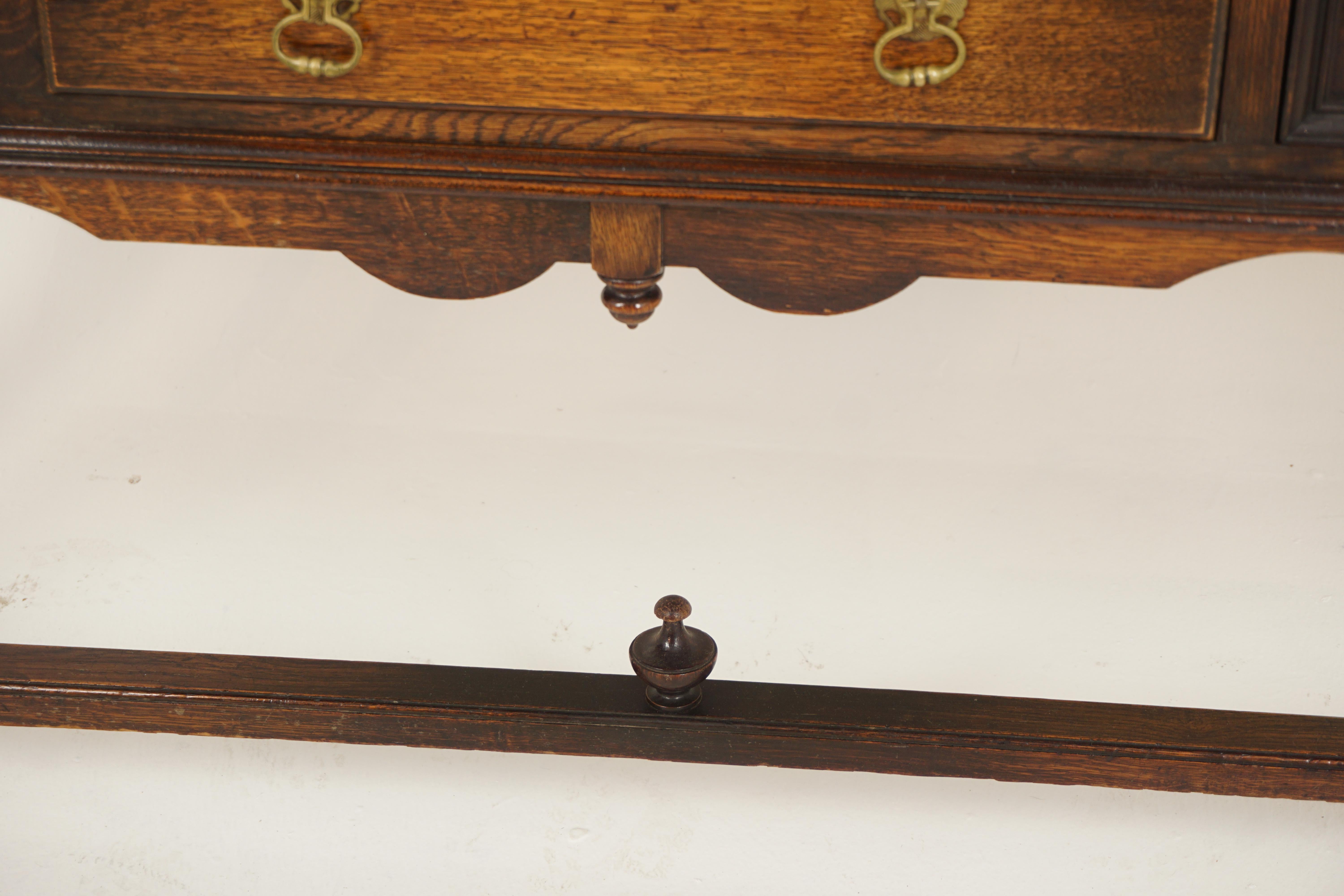 Antique Oak Welsh Dresser, Sideboard, Buffet + Hutch, Scotland 1920 2