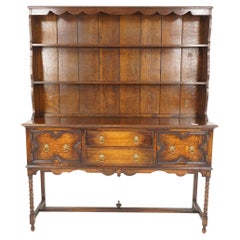 Antique Oak Welsh Dresser, Sideboard, Buffet + Hutch, Scotland 1920