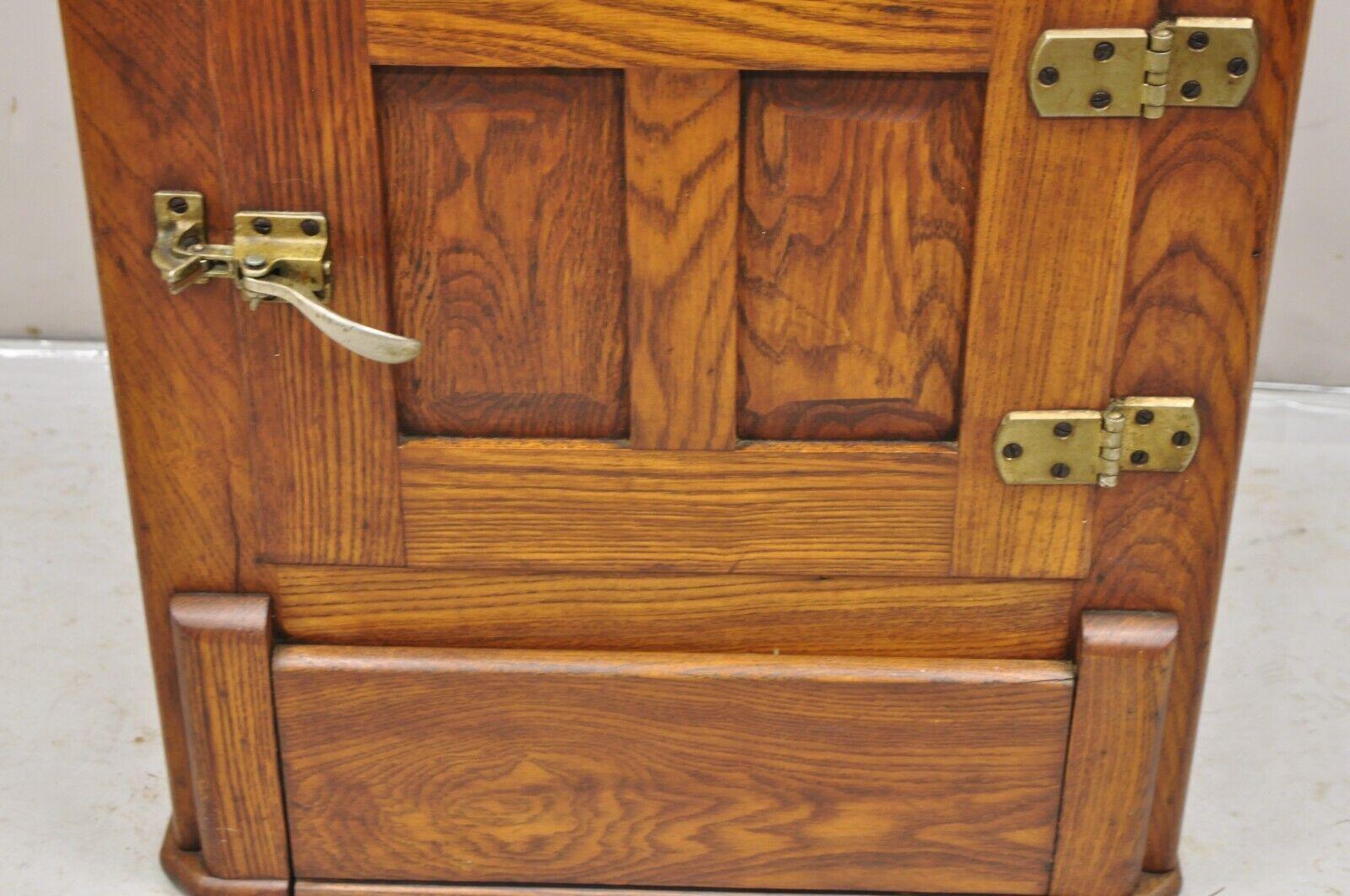 Antique Oak Wood Belding Hall Century Refrigerator Narrow Ice Box Chest 2