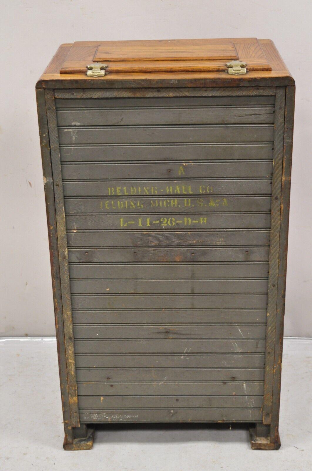 Antique Oak Wood Belding Hall Century Refrigerator Narrow Ice Box Chest 3