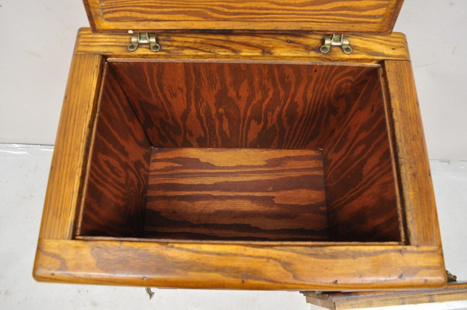 Unknown Antique Oak Wood Belding Hall Century Refrigerator Narrow Ice Box Chest