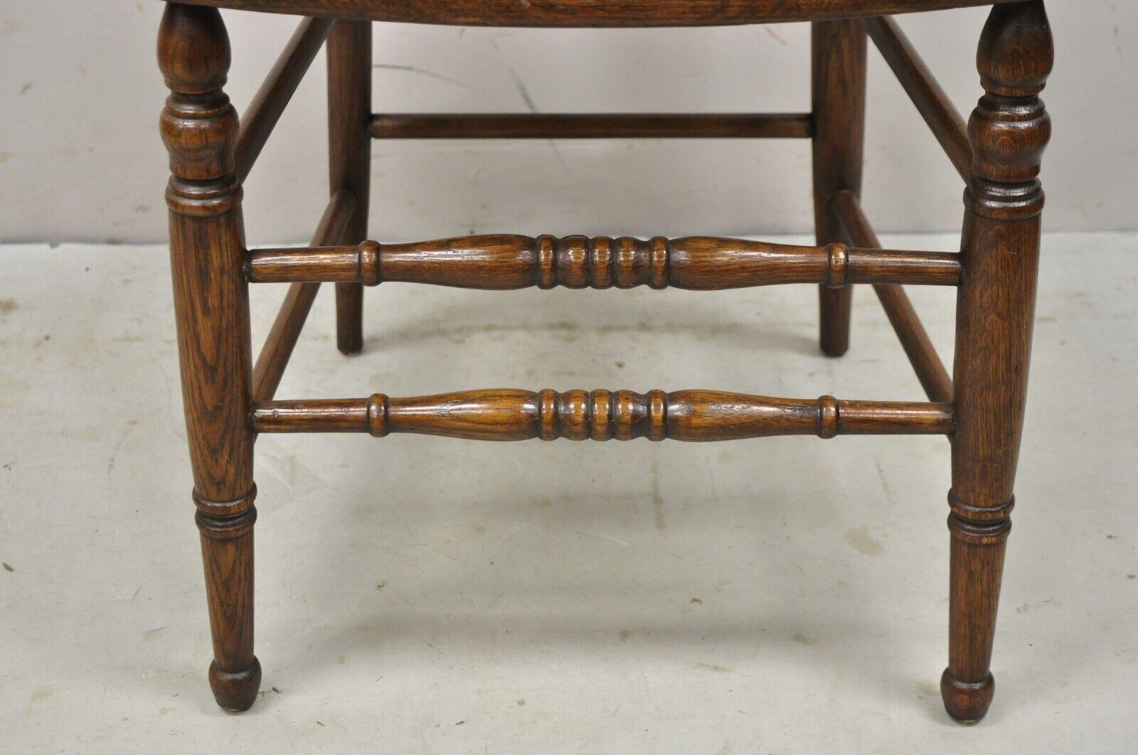 Antique Oak Wood Bowed Windsor Dining Side Chair by Northwestern Mfg. For Sale 1