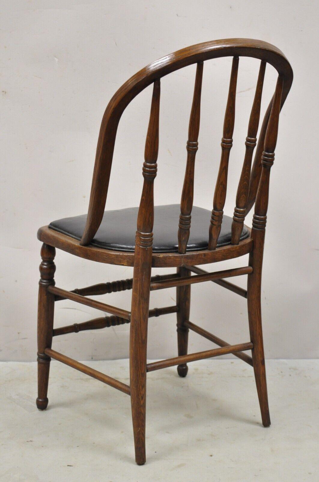 Antique Oak Wood Bowed Windsor Dining Side Chair by Northwestern Mfg. For Sale 4