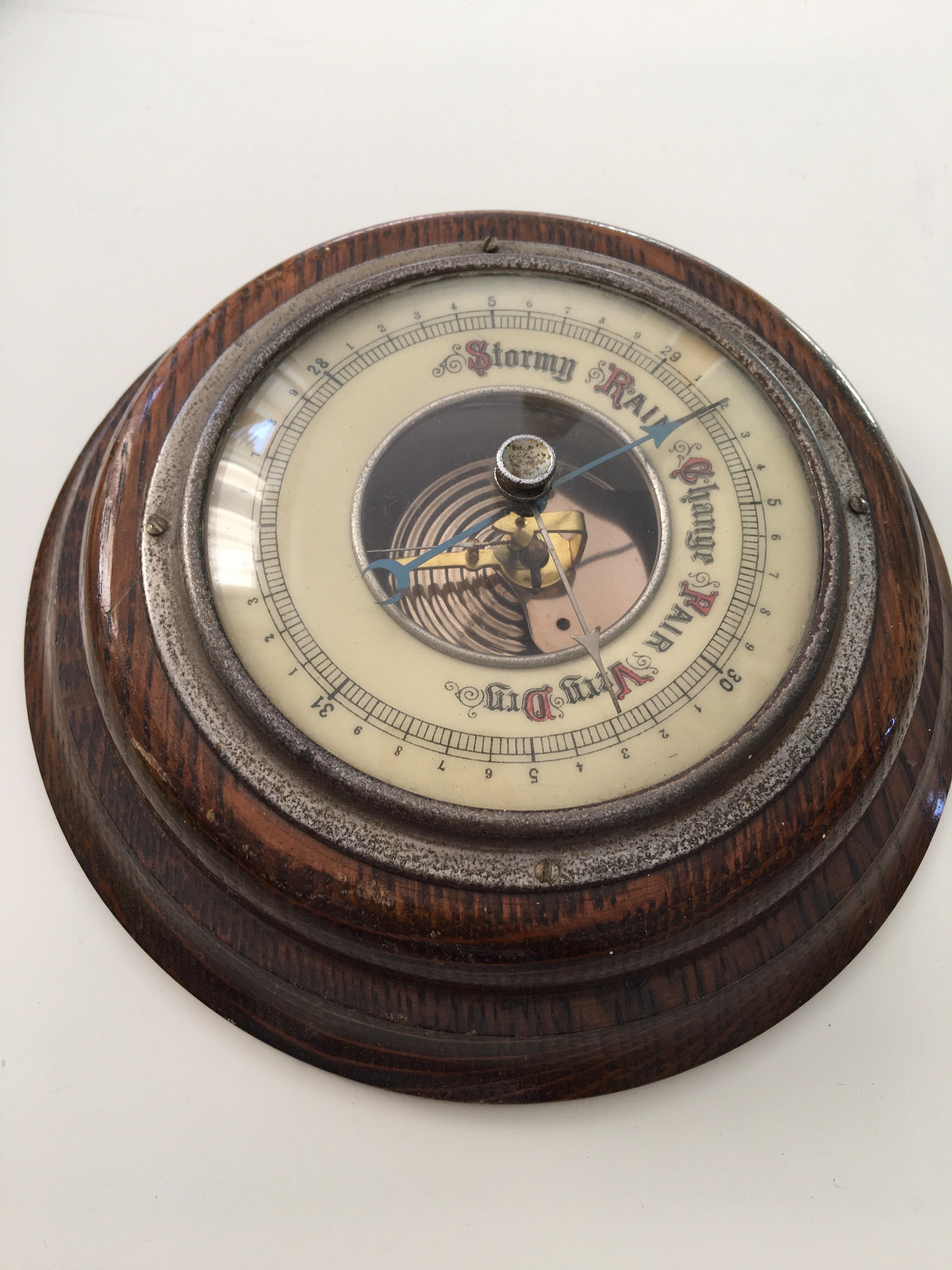 Antique Oakwood Wall Barometer For Sale 4