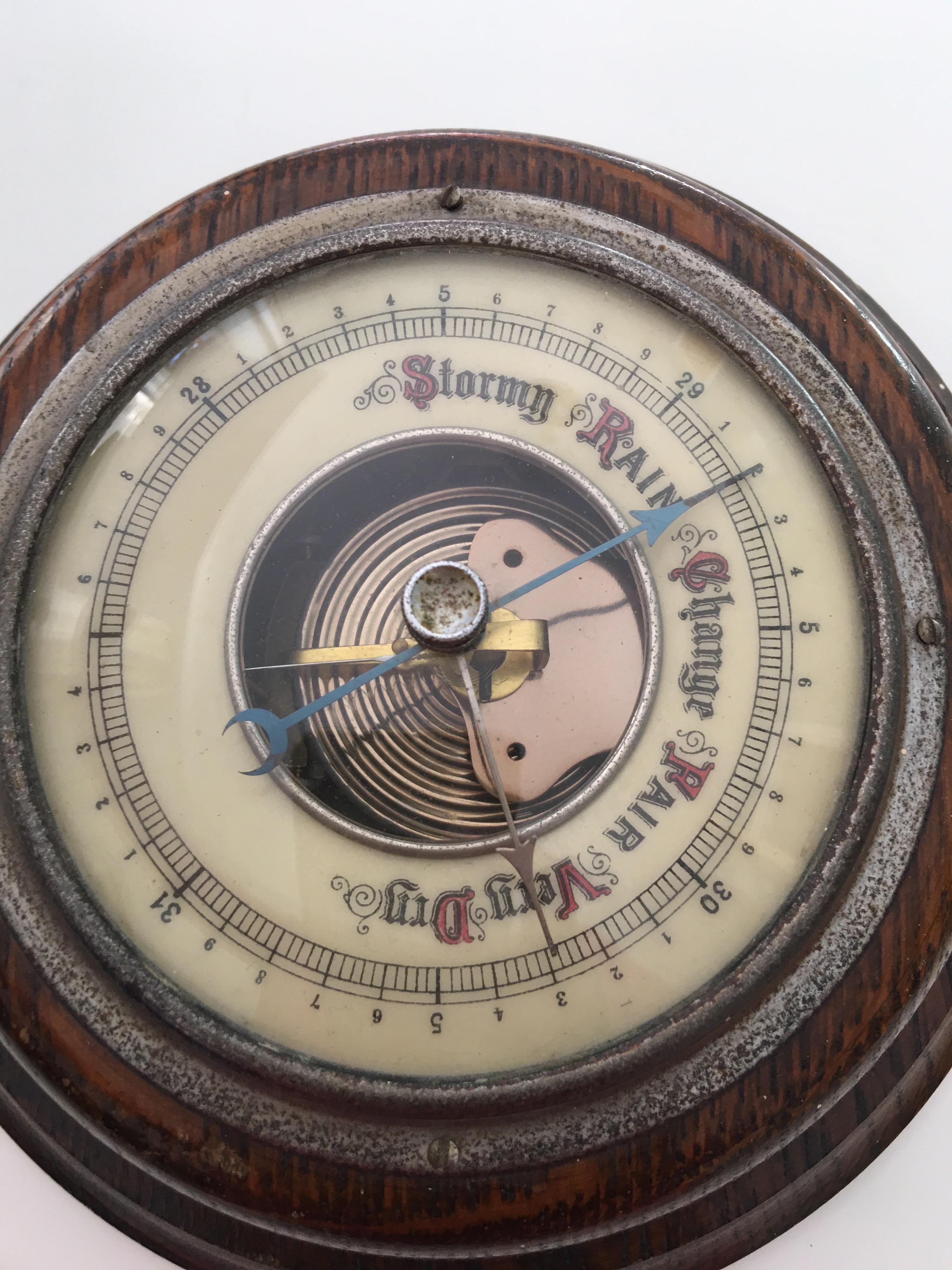 Antique Oakwood Wall Barometer For Sale 6