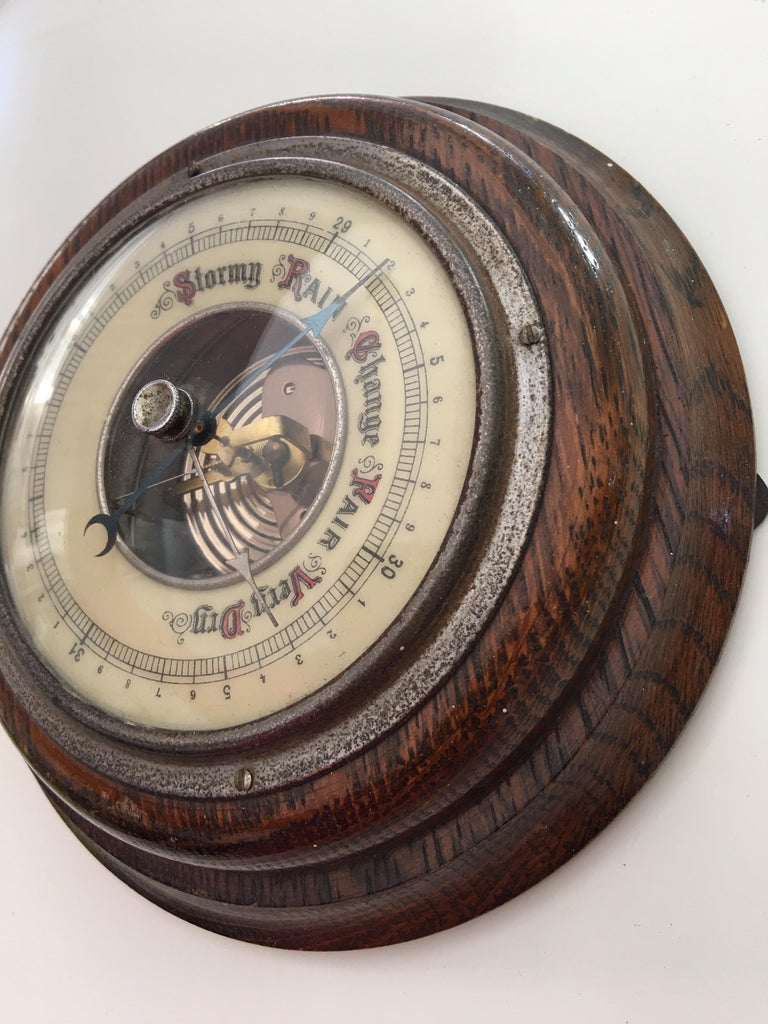 Antique Oakwood Wall Barometer For Sale at 1stDibs