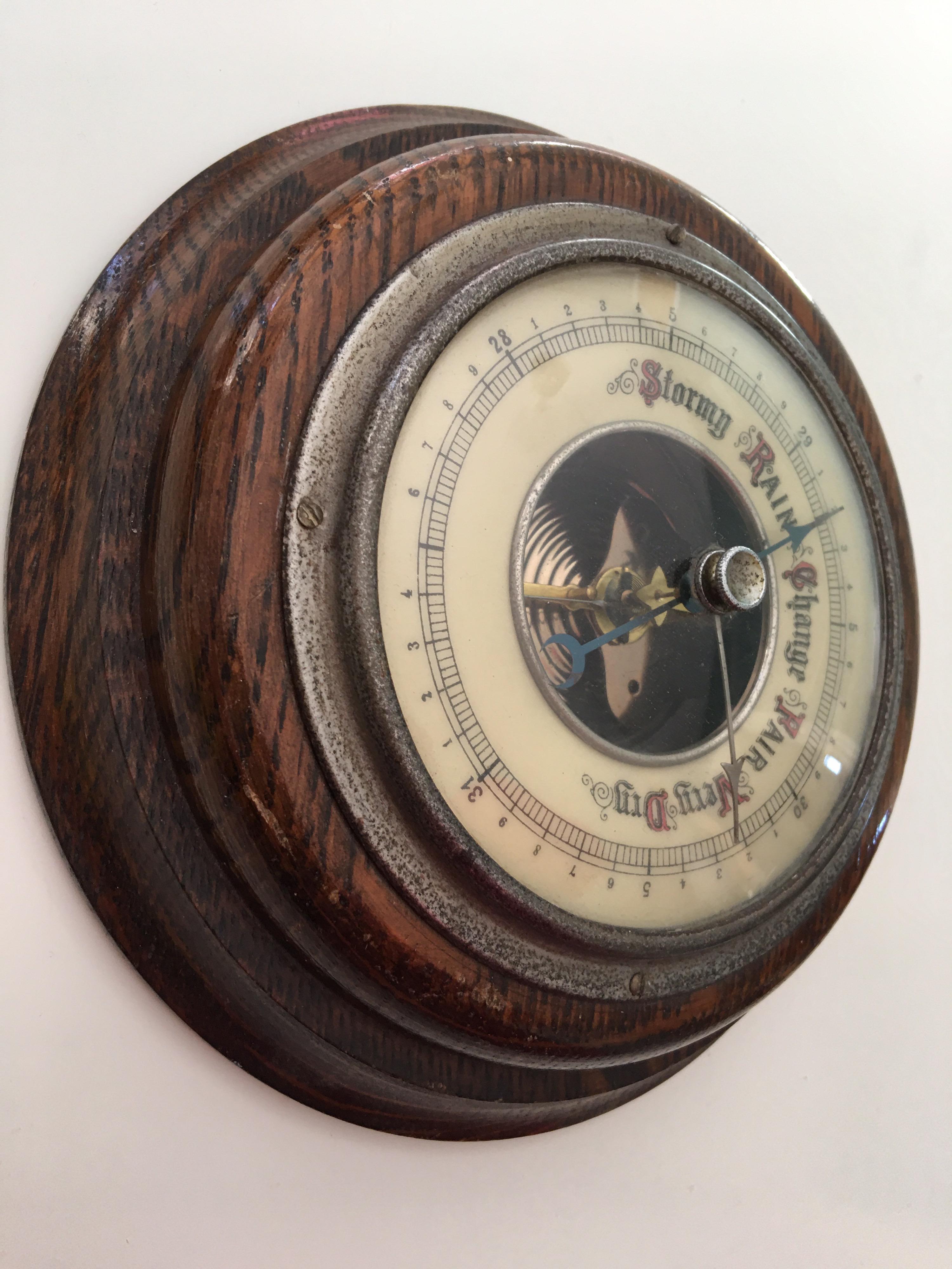 Antique Oakwood Wall Barometer For Sale 1