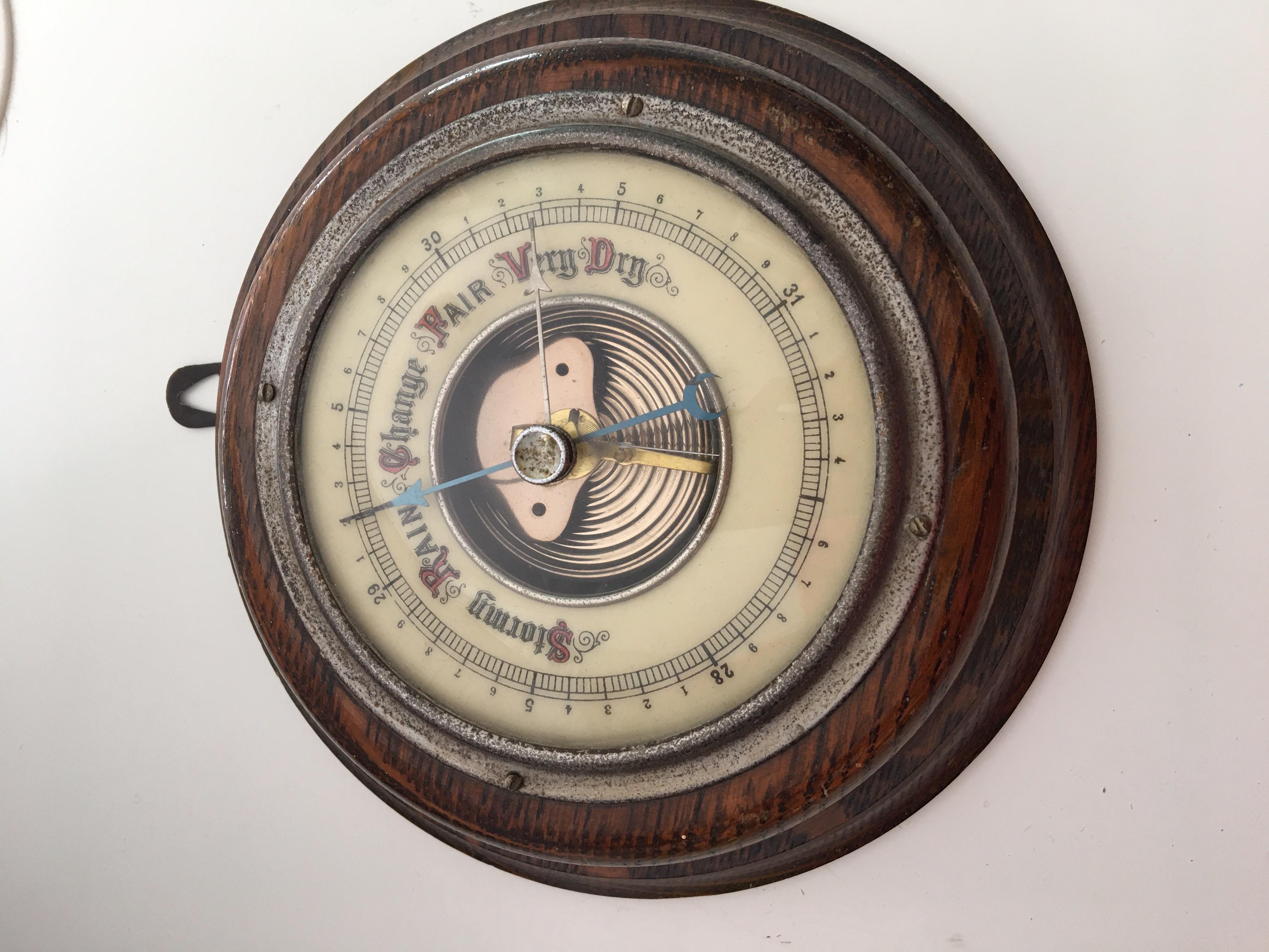 Antique Oakwood Wall Barometer For Sale 3