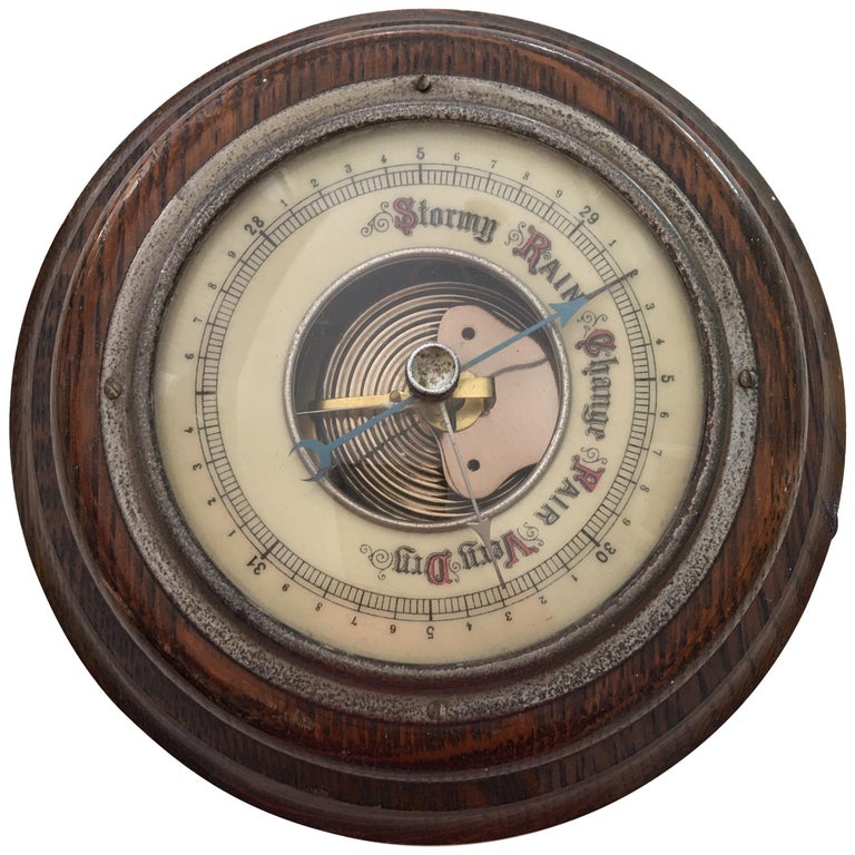 Antique Oakwood Wall Barometer For Sale at 1stDibs