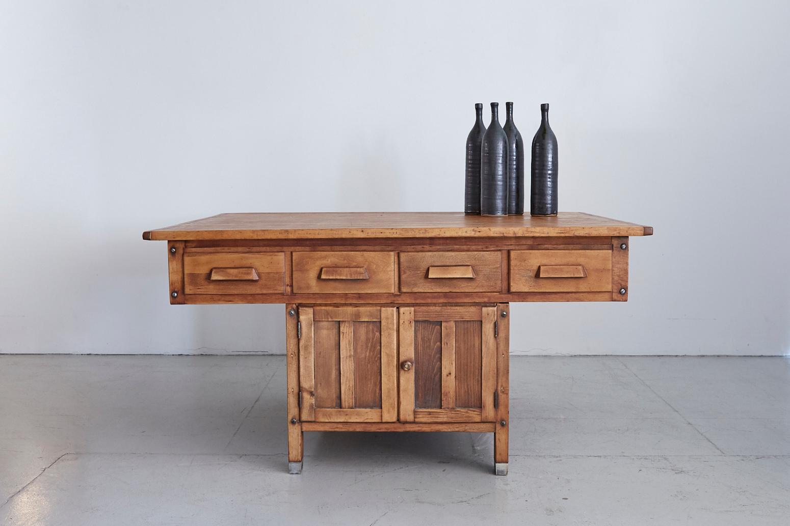 Industrial Antique Oak Work Table