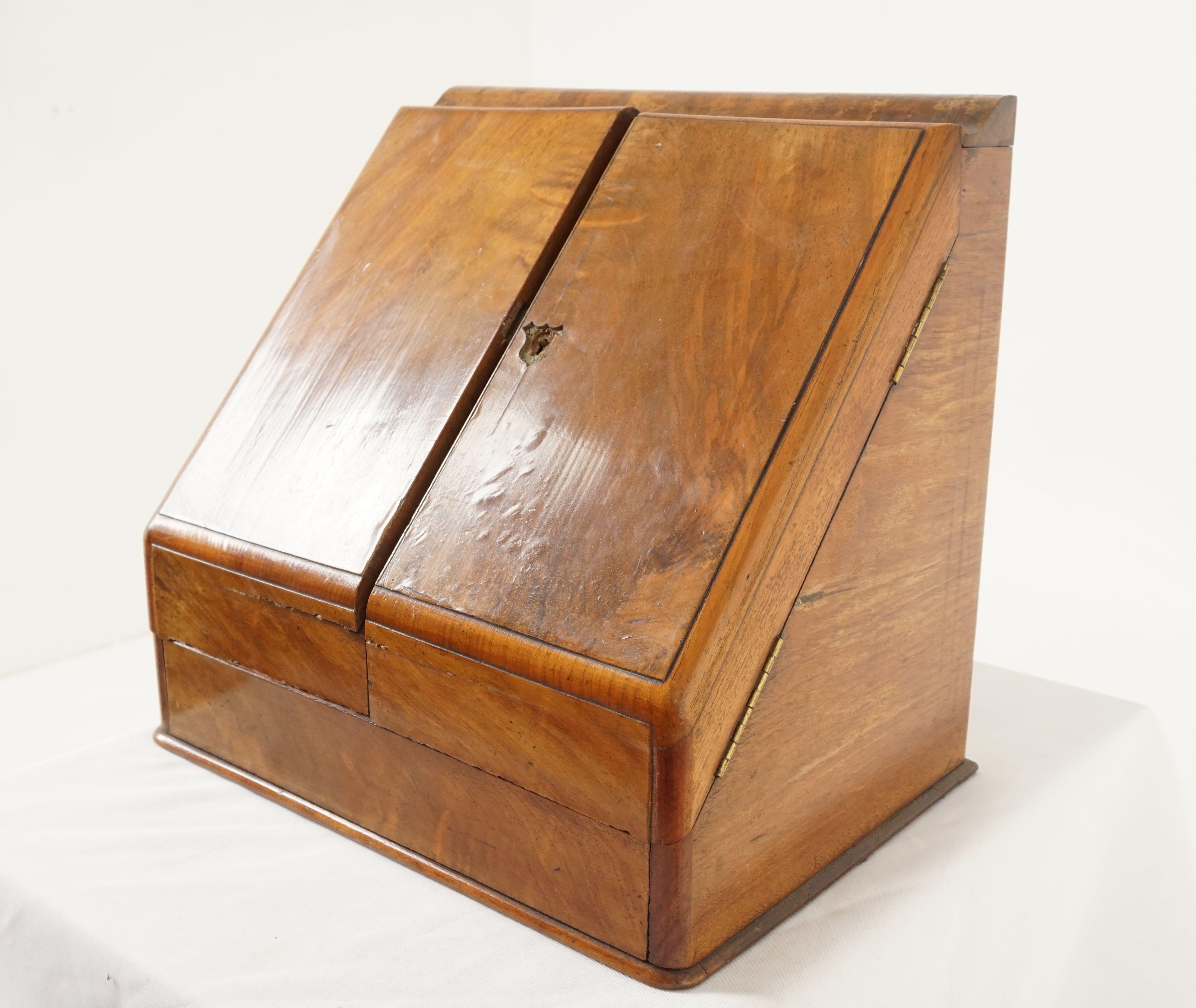 Late 19th Century Antique Oak Writing Box, Stationary Cabinet, Box, Scotland 1880, B2465