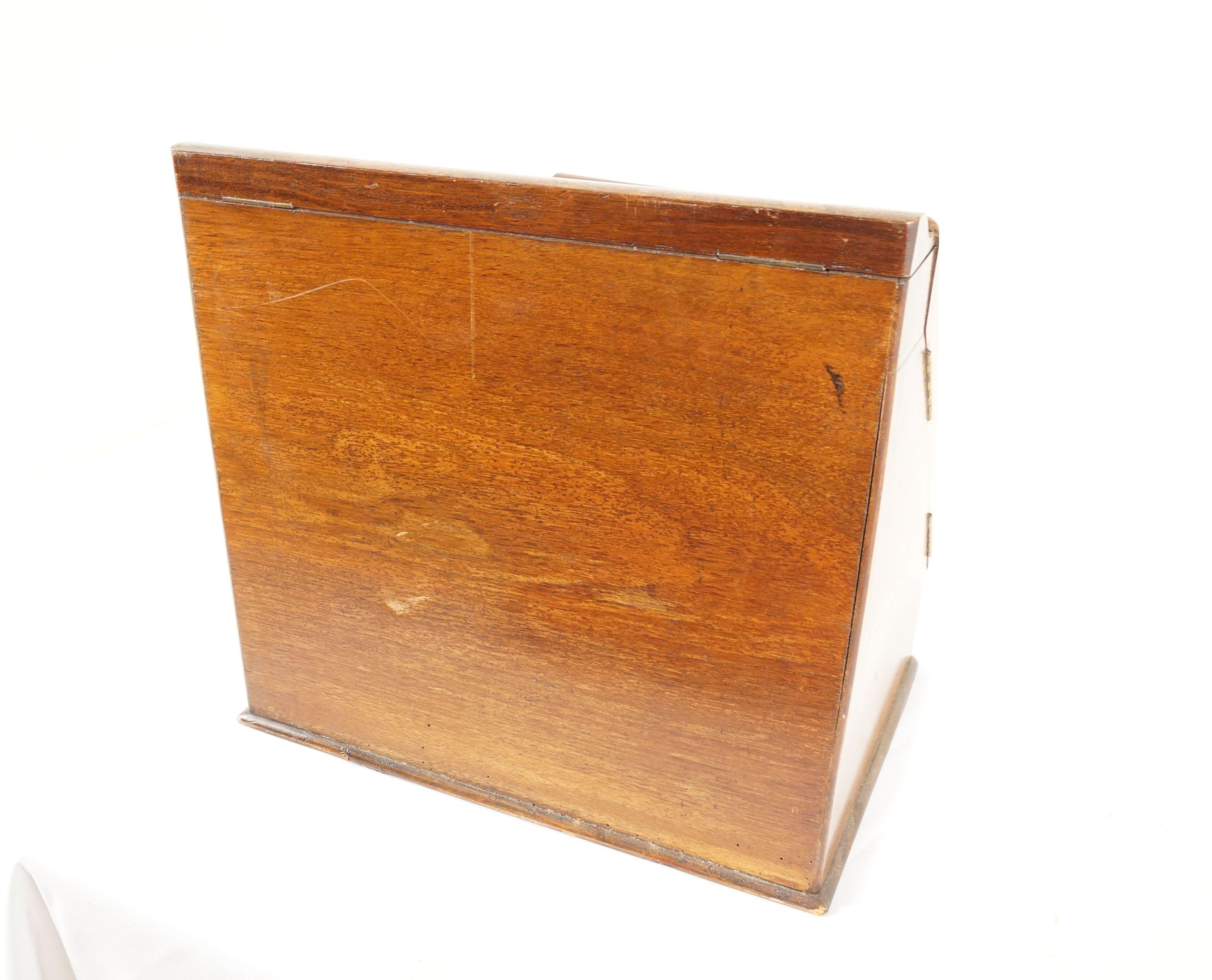 Antique Oak Writing Box, Stationary Cabinet, Box, Scotland 1880, B2465 2