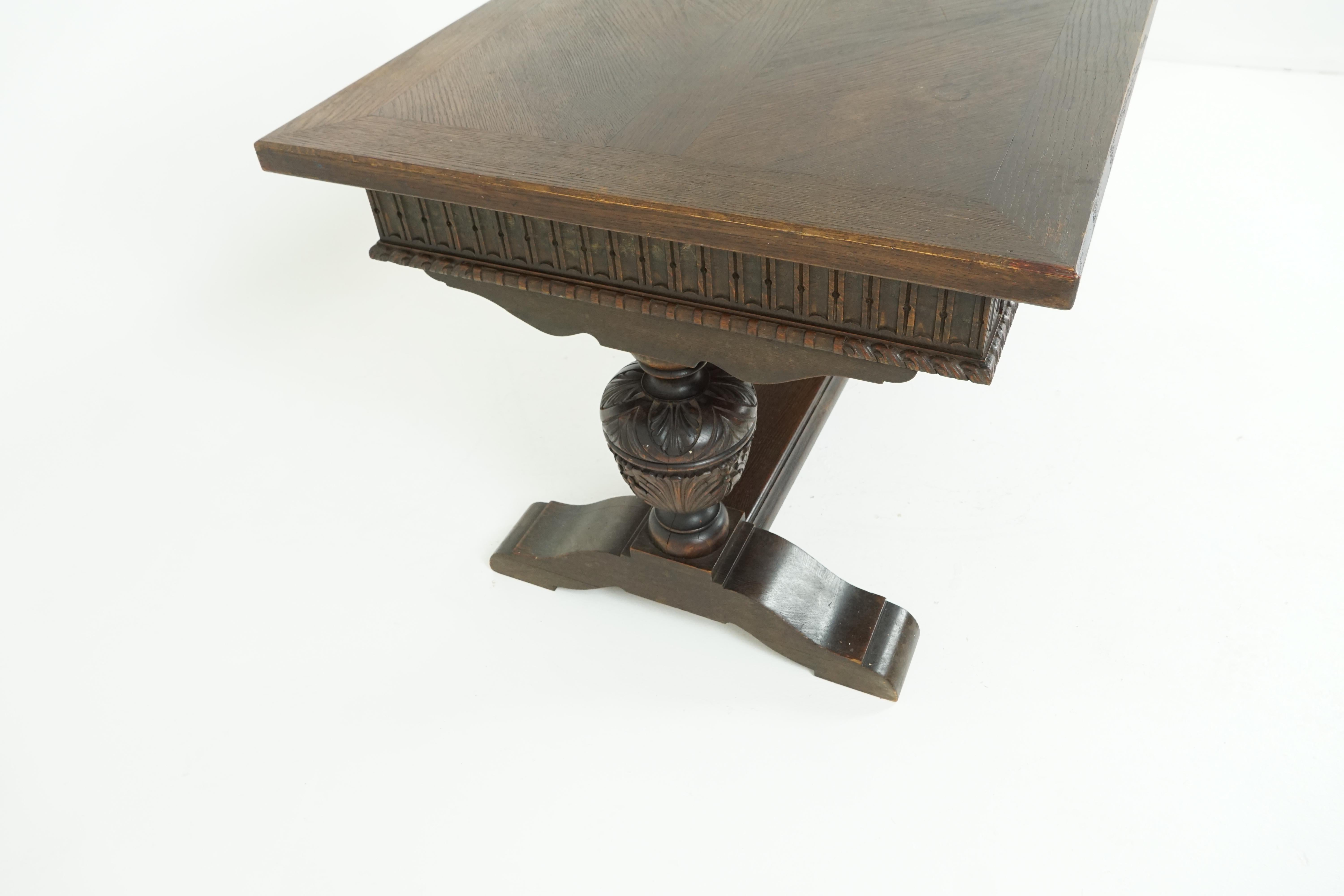 Antique Oak Writing Table, Desk With Large Bulbous Supports, 1794 1
