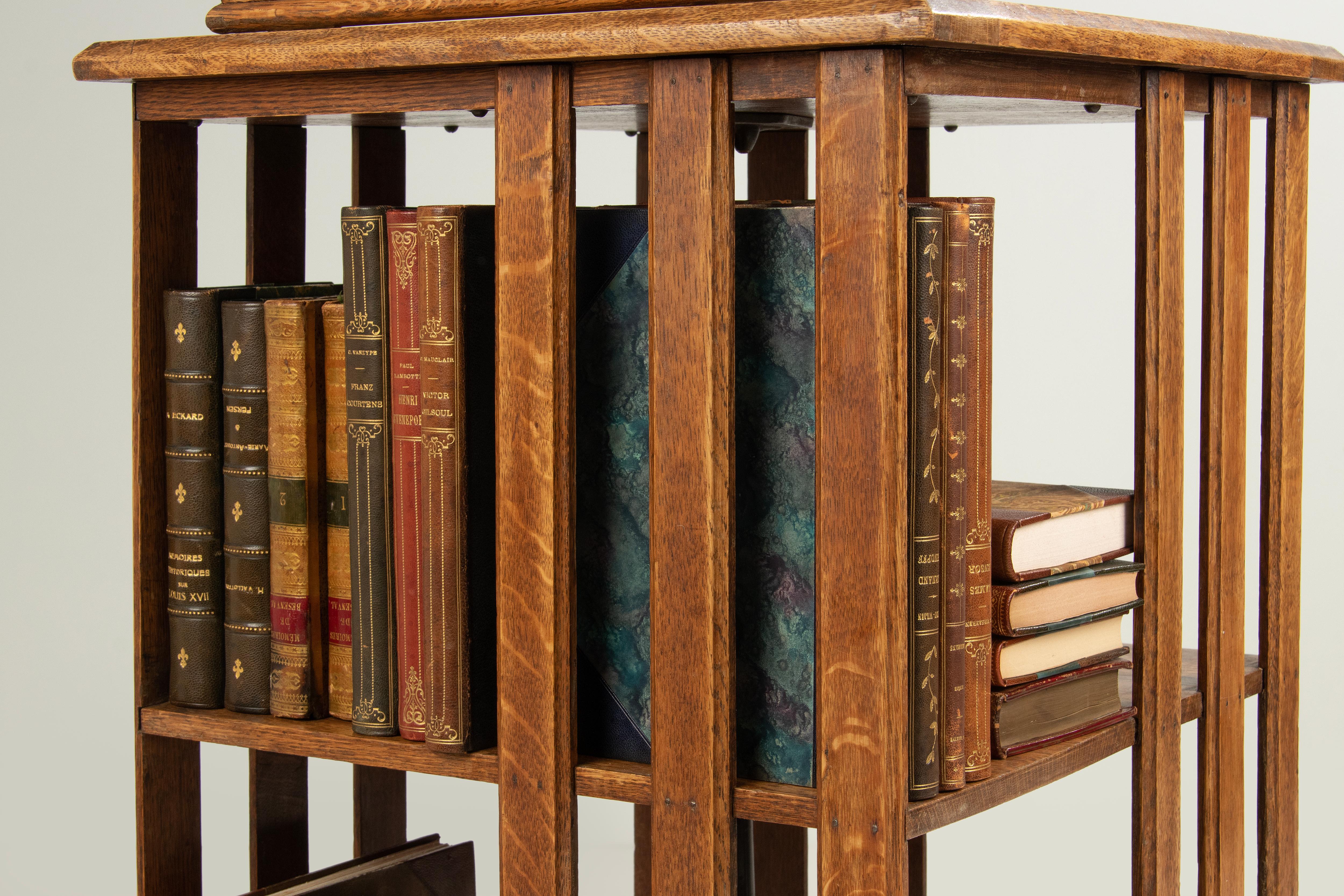 Antique Oakwood Revolving Bookcase / Bookmill Signed John Danner 2