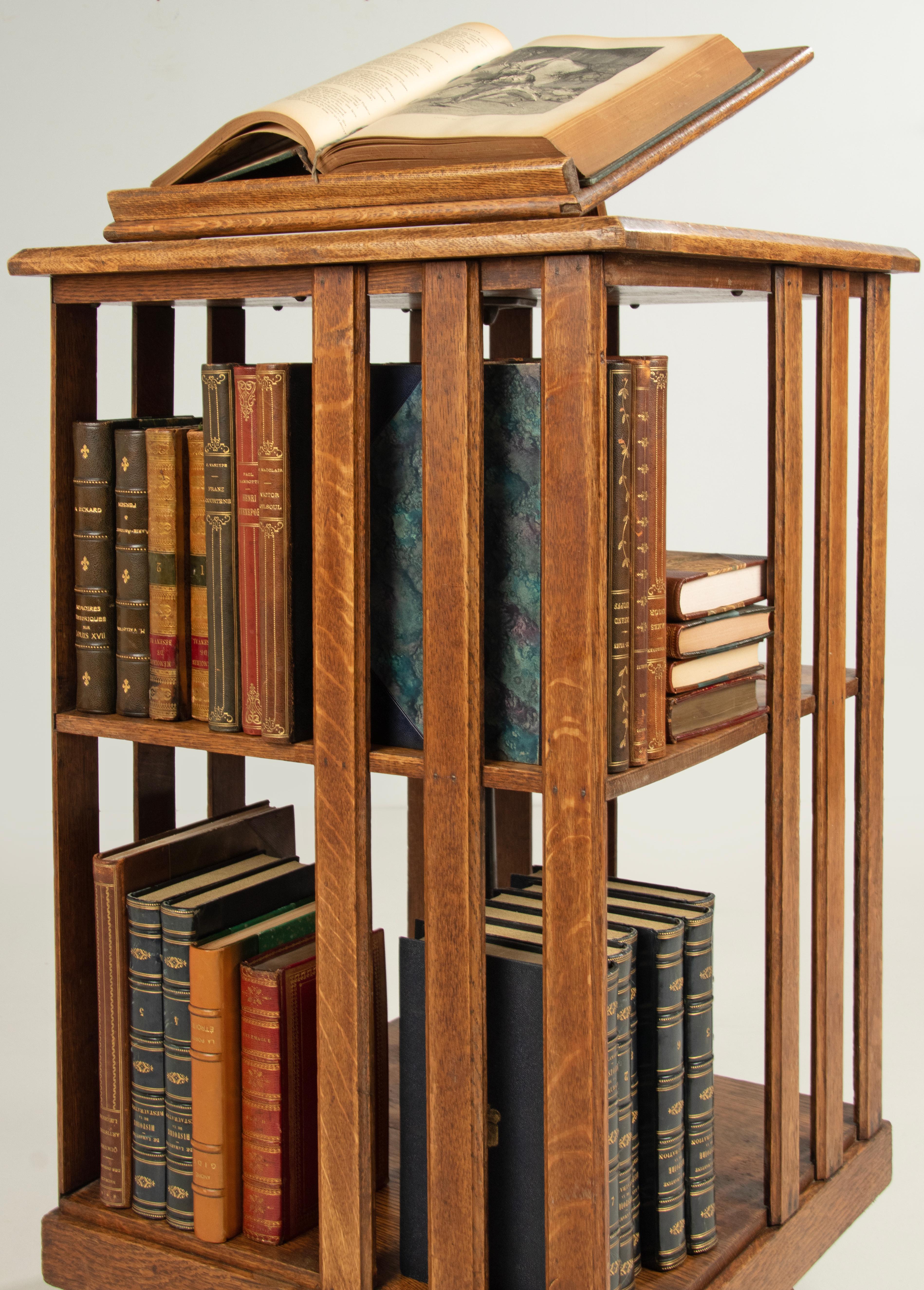 Antique Oakwood Revolving Bookcase / Bookmill Signed John Danner 4