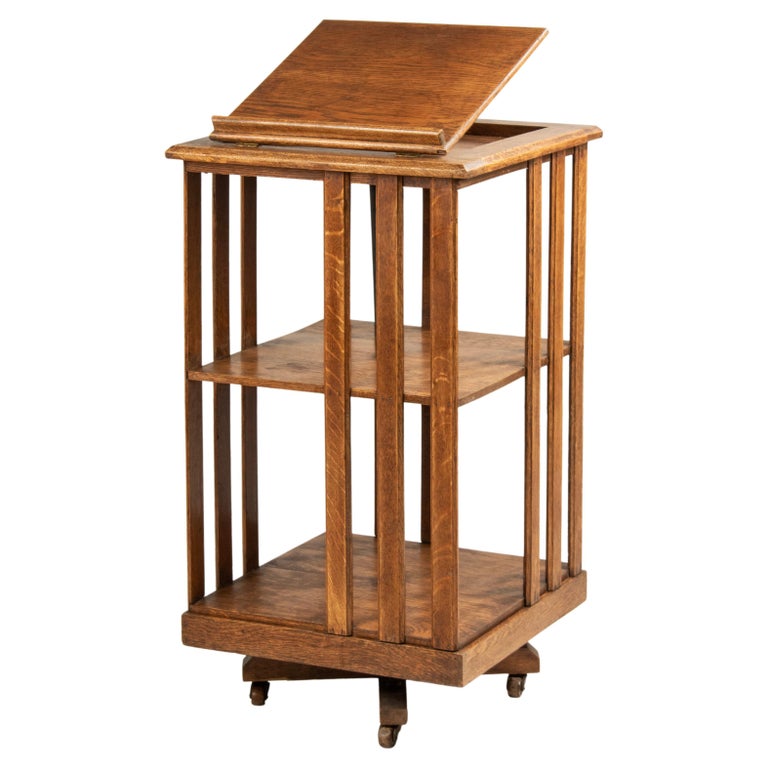 Antique Oakwood Revolving Bookcase / Bookmill Signed John Danner For