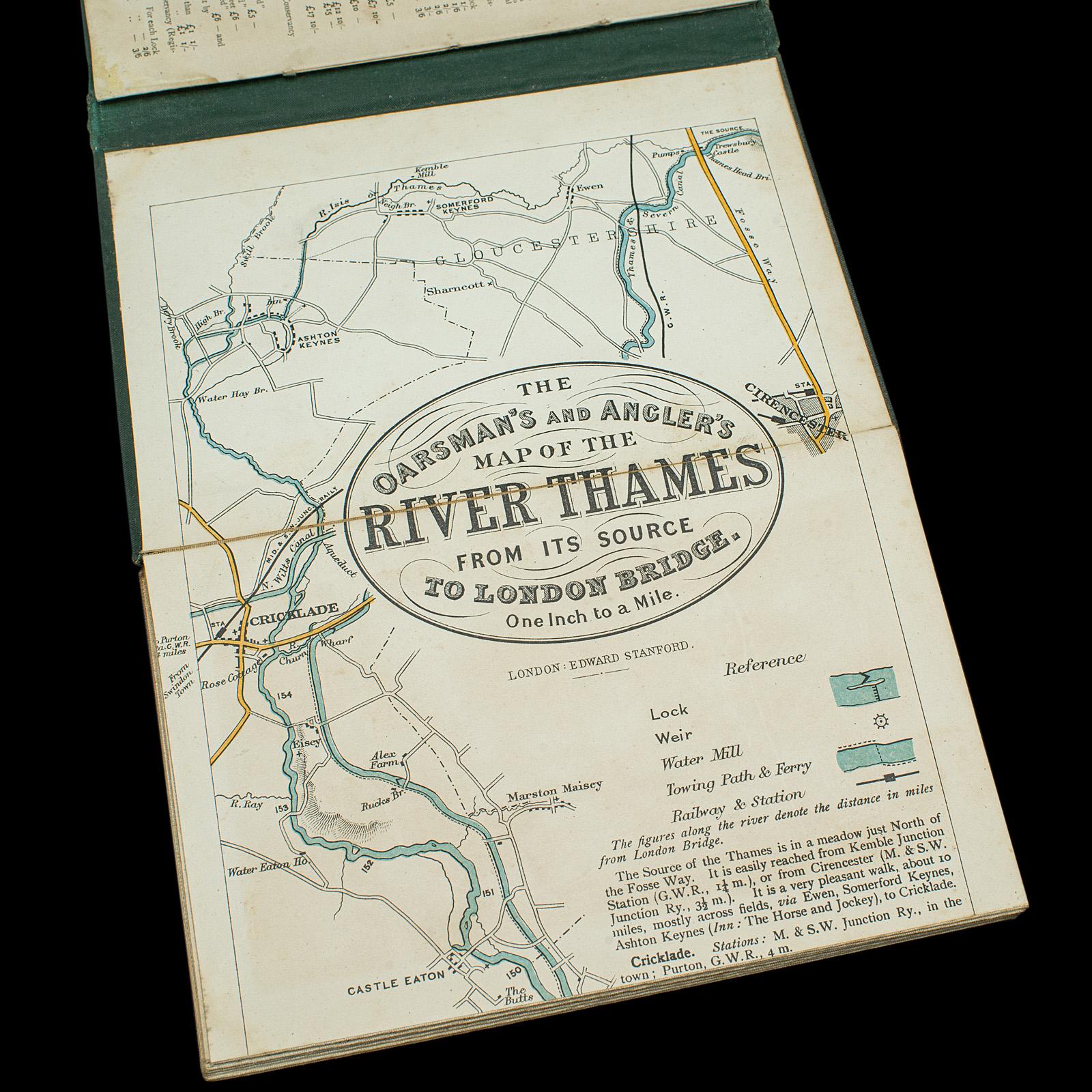 Other Antique Oarsman's Map of the River Thames, English, Cartography, Published 1912 For Sale