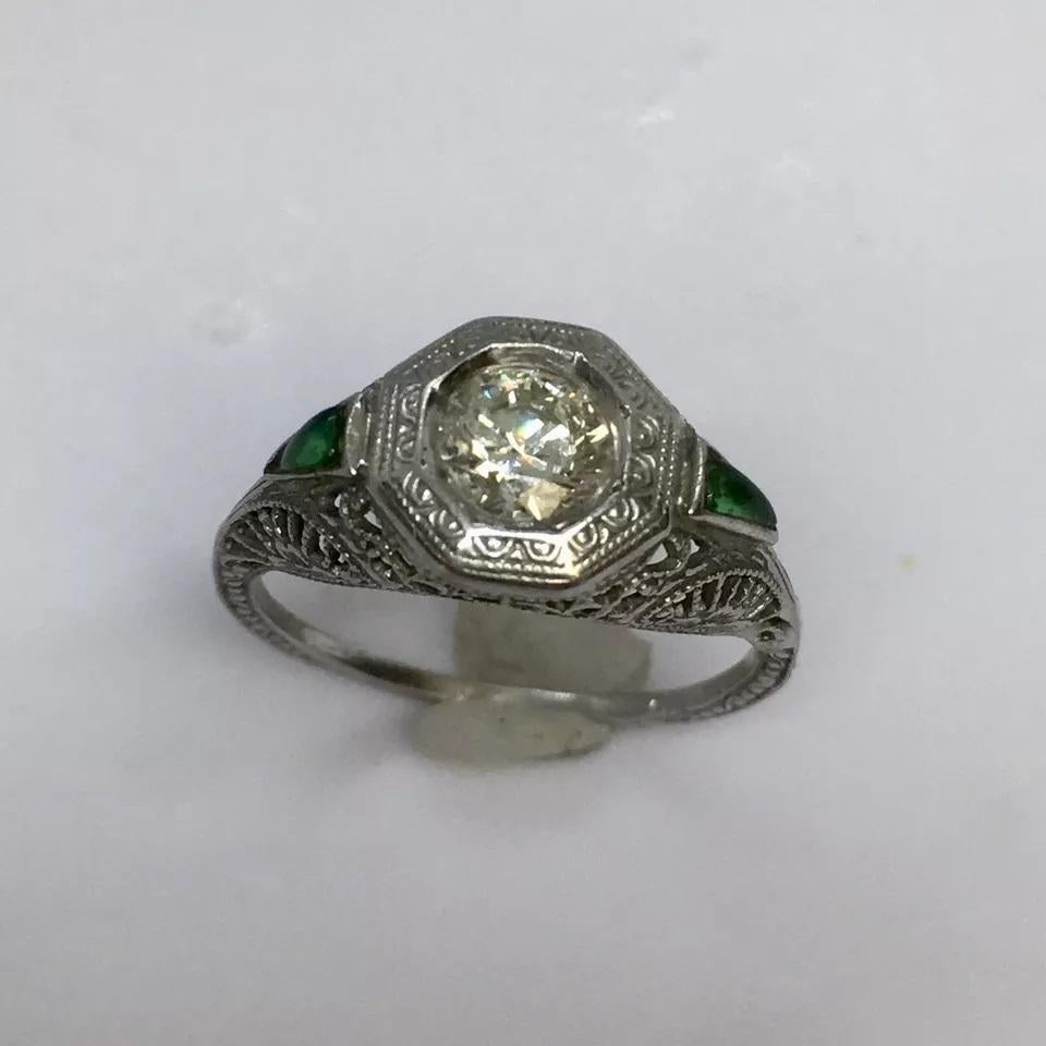 Antique OB OSTBY BARTON 14K White Gold 1/2 Ct Diamond Engagement RIng Size 6.5

This antique engagement ring from Ostby Barton features a stunning 1/2 carat diamond set in 14K white gold. The ring is handmade and signed, with an engraved design
