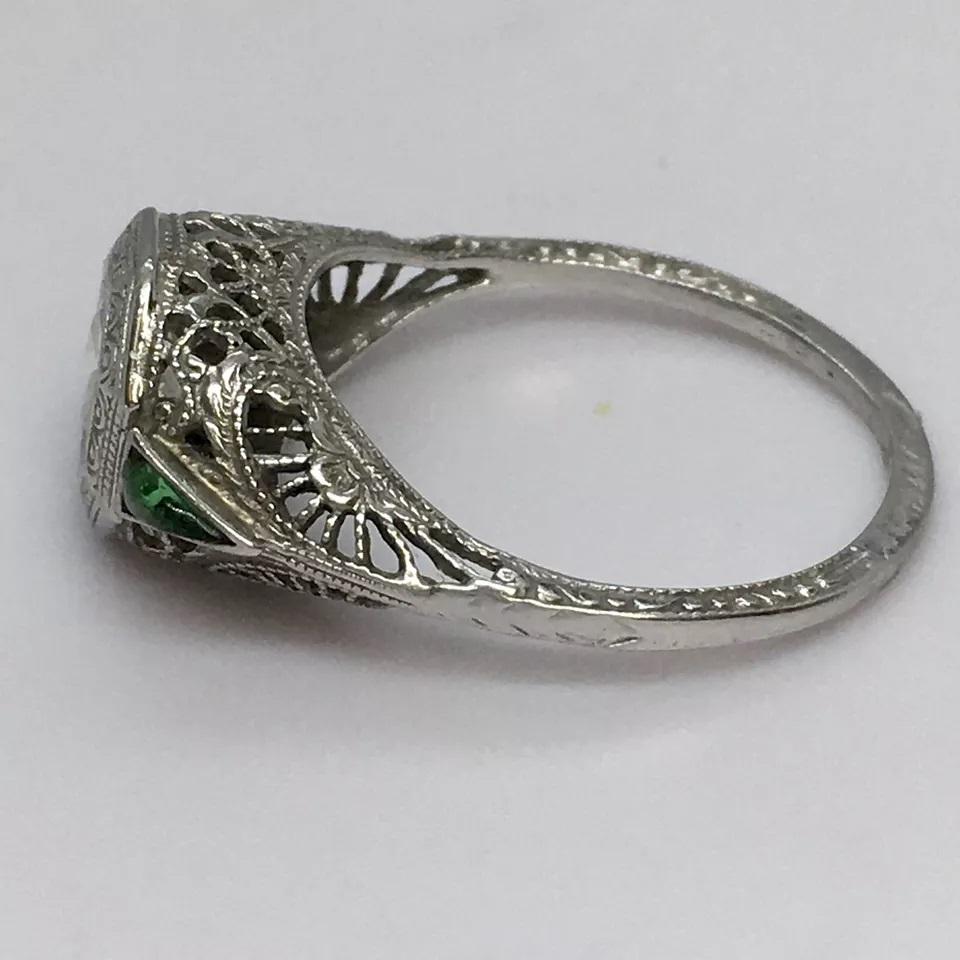 Art Deco Antique OB OSTBY BARTON 14K White Gold 1/2 Ct Diamond Engagement RIng Size 6.5 For Sale