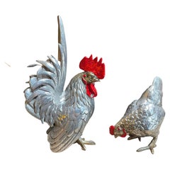 Antique Object Two Roosters with Iron, 1960s
