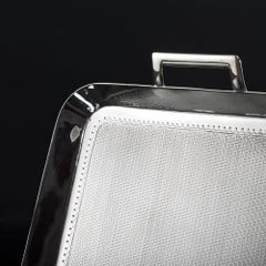 Antique oblong silver drinks tray