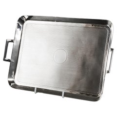 Bandeja oblonga antigua de plata para bebidas