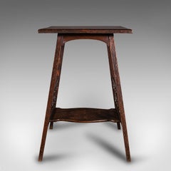 Antique Occasional Table, English, Oak, Side, Lamp, After Liberty, Victorian