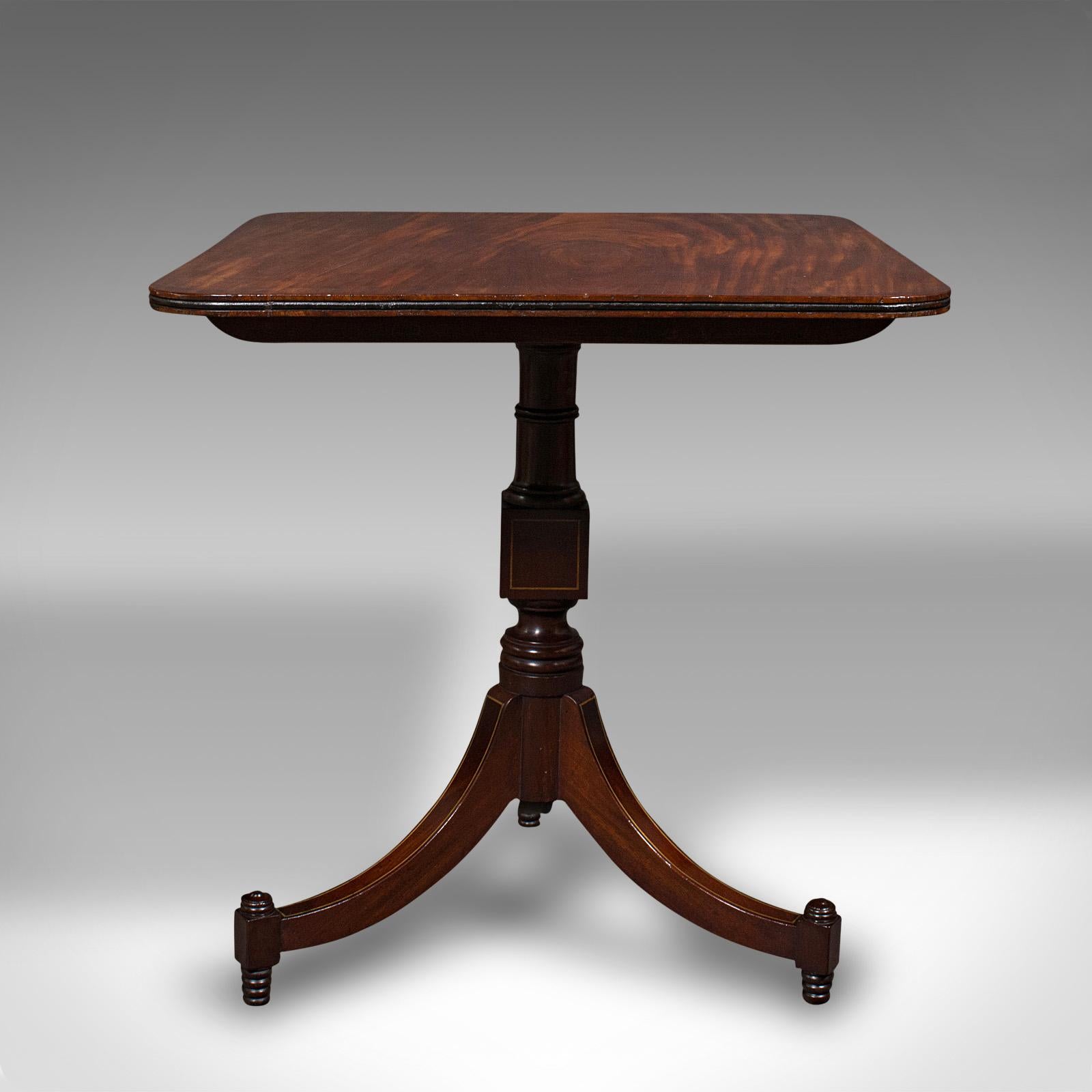 British Antique Occasional Table, English, Tilt Top, Lamp, Wine, Empire Taste, Regency For Sale