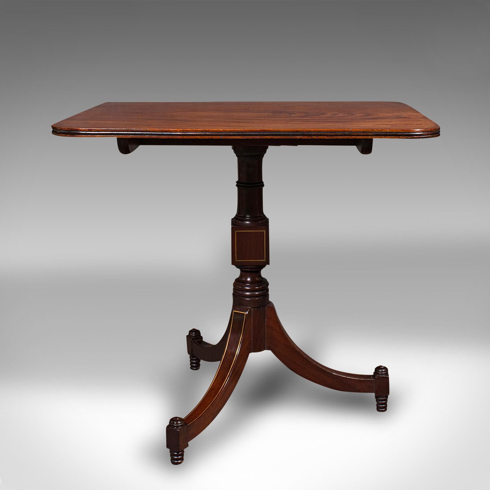Wood Antique Occasional Table, English, Tilt Top, Lamp, Wine, Empire Taste, Regency For Sale