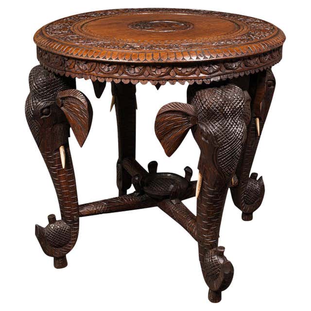 Indian Elephant Table - 39 For Sale on 1stDibs | antique elephant table ...