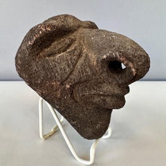 Antique Oceania Blackened Carved Coral Ancestor’s Head #830, 19th Century