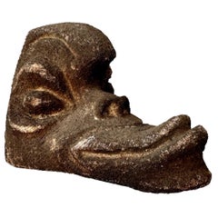 Antique Oceania Blackened Carved Coral Ancestor’s Head #831, 19th Century