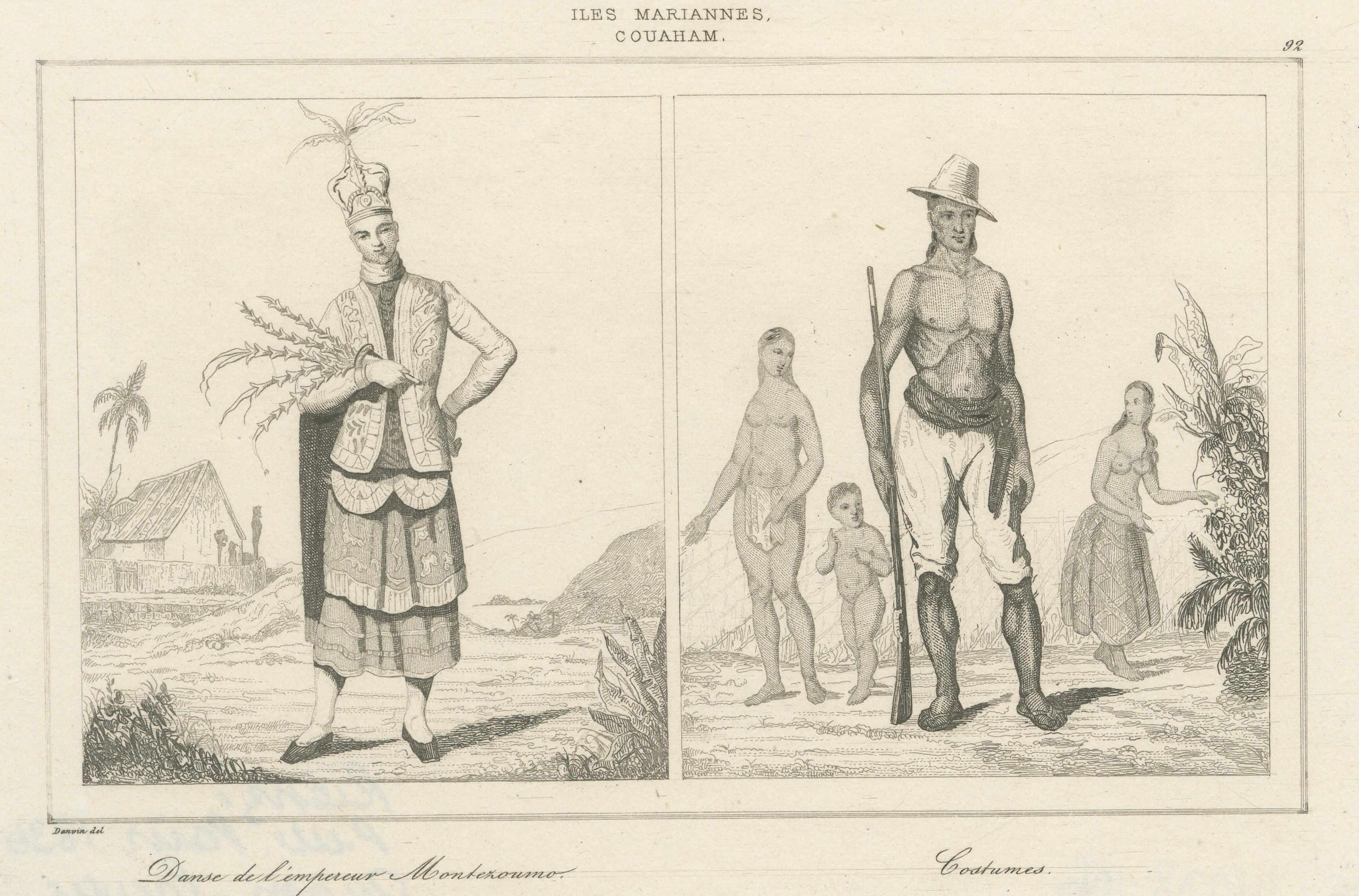 Antique Oceania Engravings – Guam Chamorro Life, Distillery and Costumes, 1836