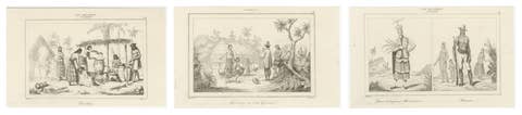 Antique Oceania Engravings – Guam Chamorro Life, Distillery and Costumes, 1836