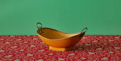 Antique Ochre Bread Tray in Metal with Brass Handle, England, 19th Century