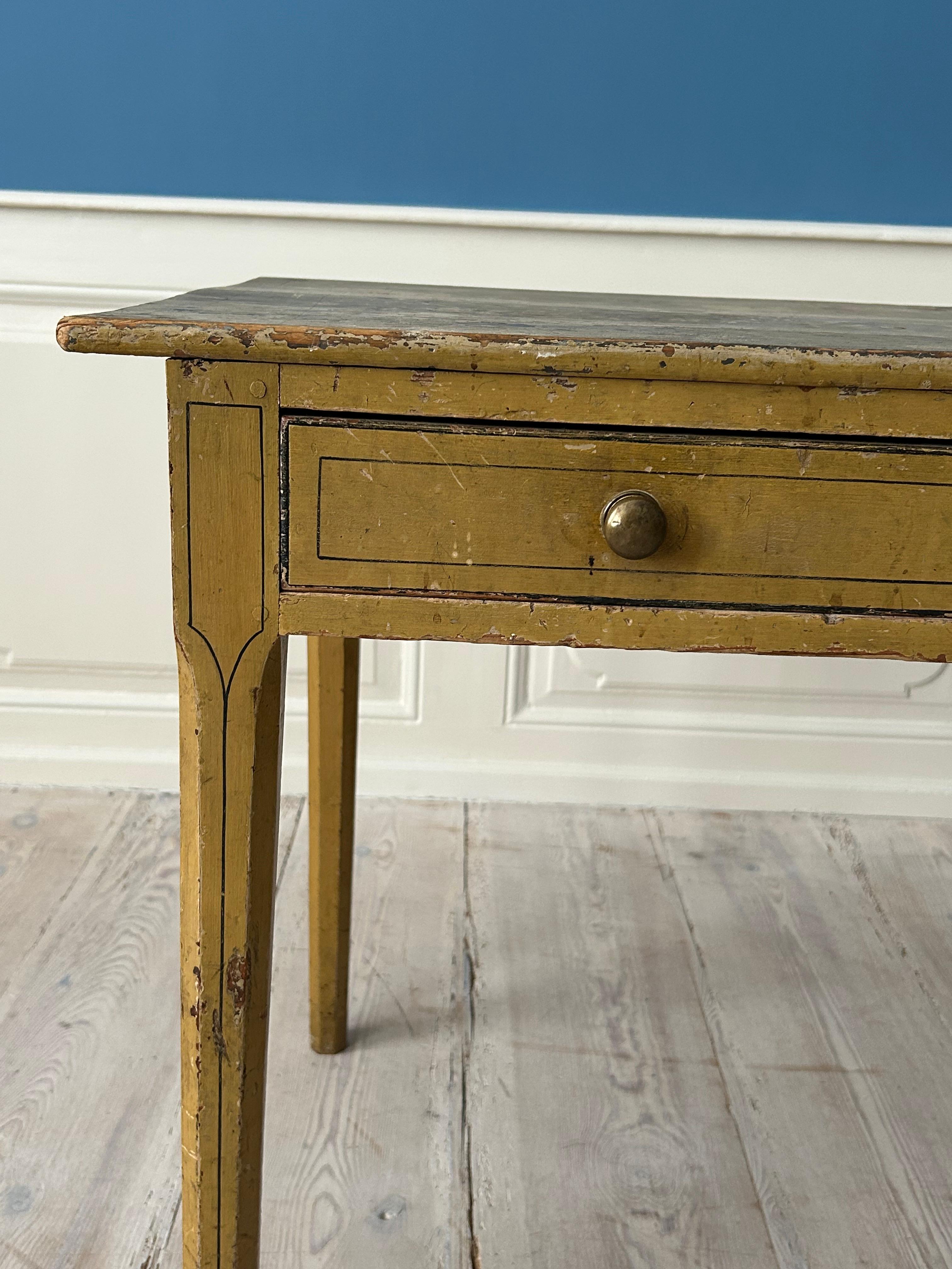 Antique Ochre Painted George III Pine Table, England, Early 19th Century For Sale 11