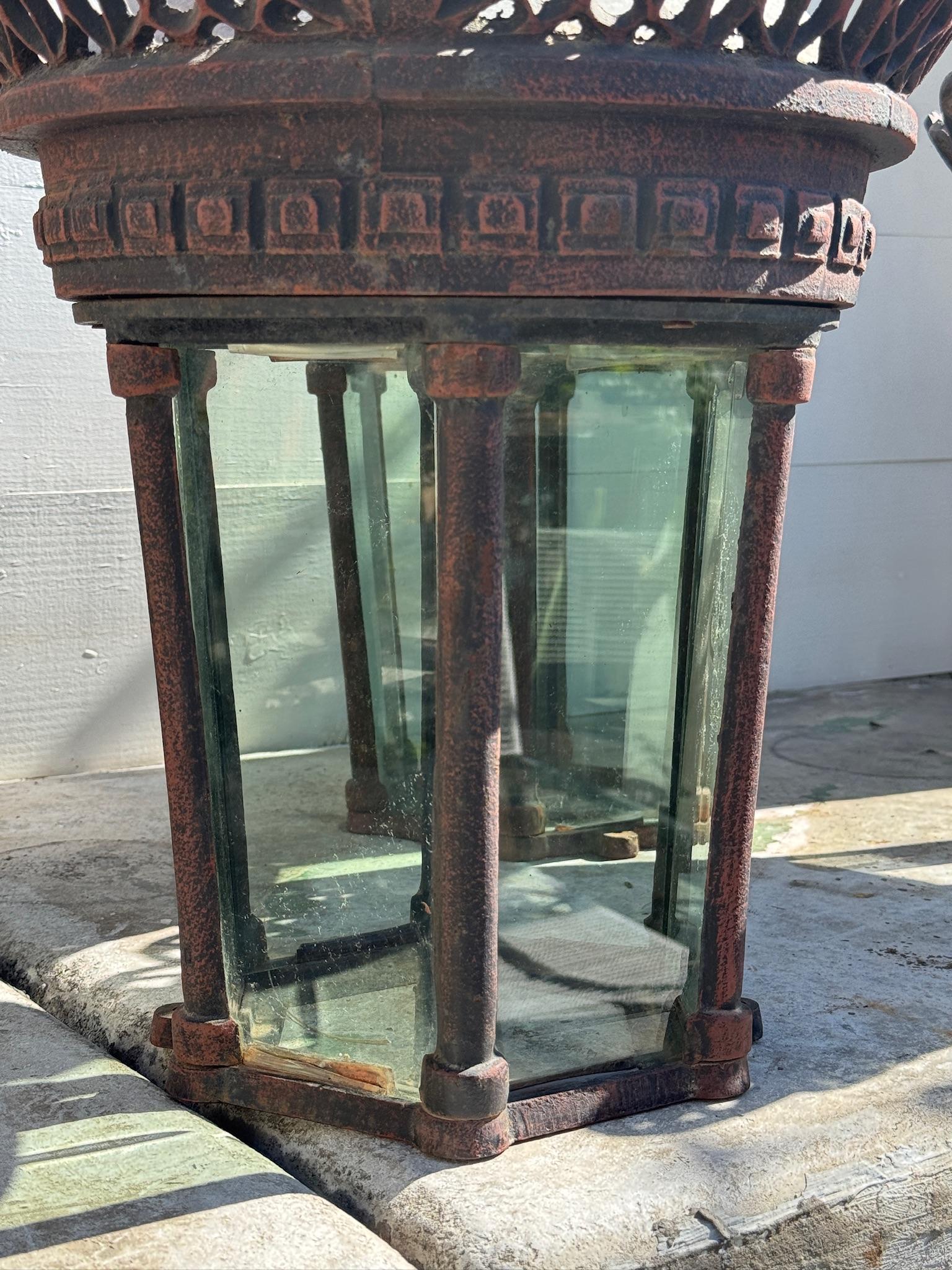 Victorian Antique O’Connell-Styled Cast Metal Street Lanterns – Set of 11 Vintage Lights For Sale