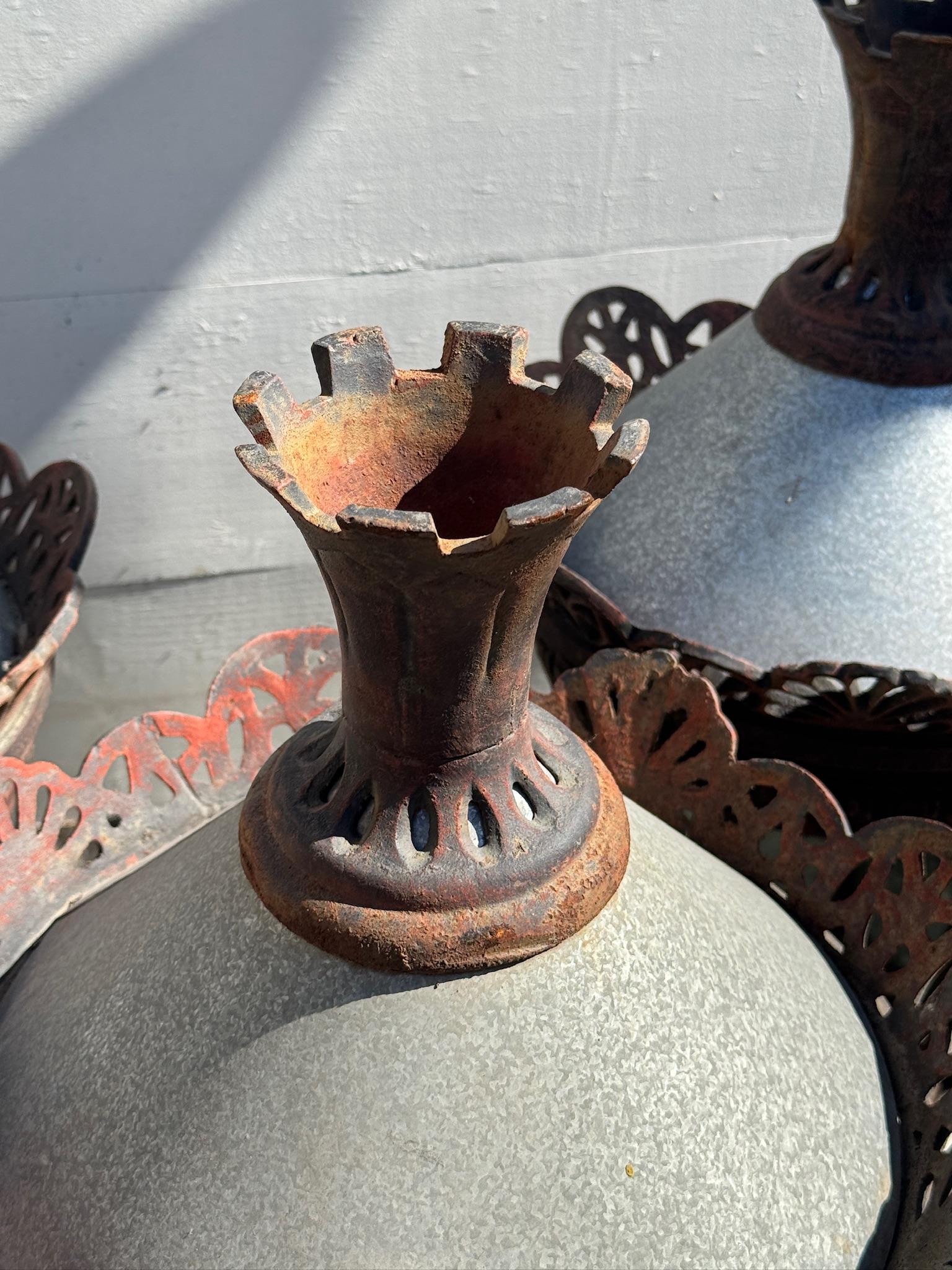 Metalwork Antique O’Connell-Styled Cast Metal Street Lanterns – Set of 11 Vintage Lights For Sale