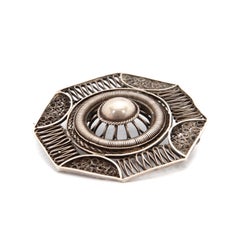 Vintage Octagon Silver Filigree Brooch