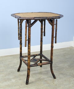 Antique Octagonal Bamboo Side Table with Side Detail